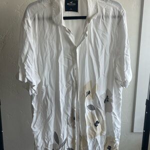 Hollister White Casual Button Down Shirt Relaxed Fit